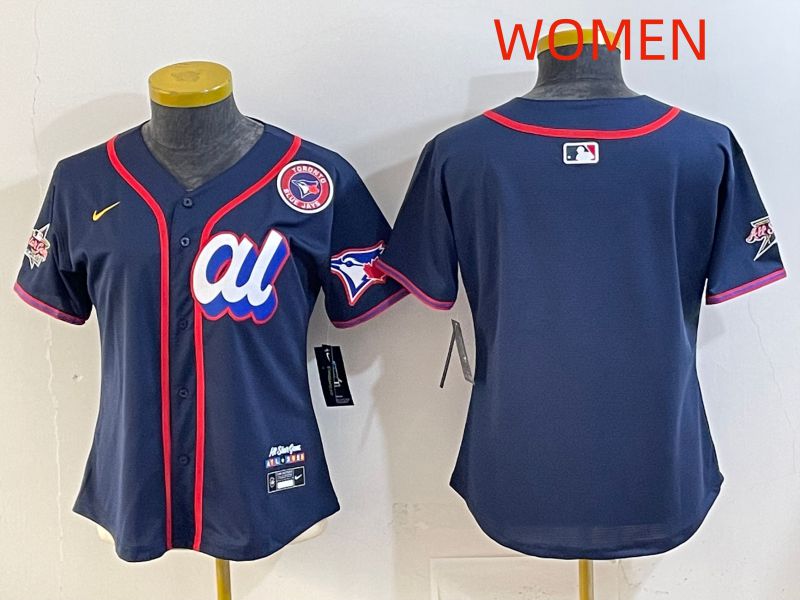 Women 2025 Toronto Blue Jays Blank Drak Blue All star Nike MLB Jersey style 02